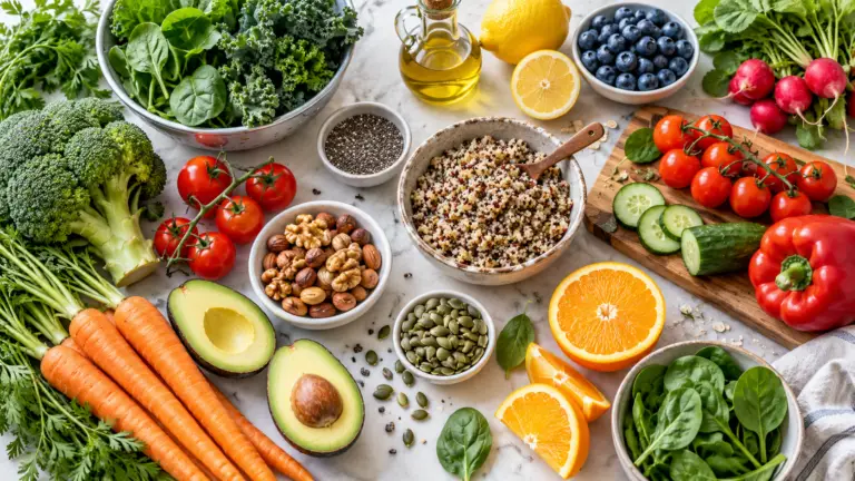 Verse groenten, fruit, noten, zaden en granen als inspiratie voor gezonde voeding